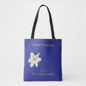 Witte leliebloem waterverf paasgroeten tote bag (Voorkant)