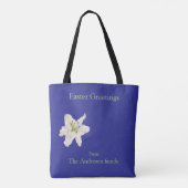 Witte leliebloem waterverf paasgroeten tote bag (Achterkant)