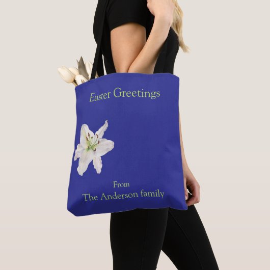 Witte leliebloem waterverf paasgroeten tote bag (Dichtbij)