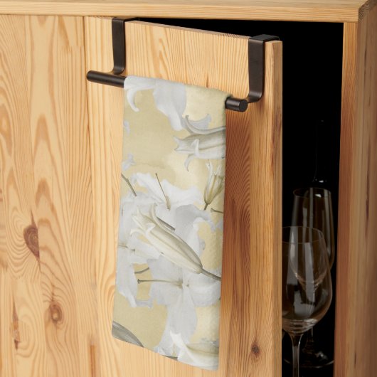 Witte leliebloesem Glam 3a Theedoek (Derde Gevouwen)