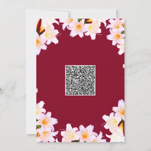 Witte lelies babyshower uitnodigingen met QR-code (Achterkant)
