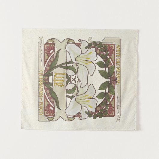 Witte lelies  bloemen vieren zuiverheid wandkleed (Voorkant (horizontaal))