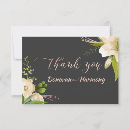 Witte Lelies Bruiloft Bedankkaart (Voorkant)