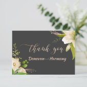 Witte Lelies Bruiloft Bedankkaart (Staand voorkant)