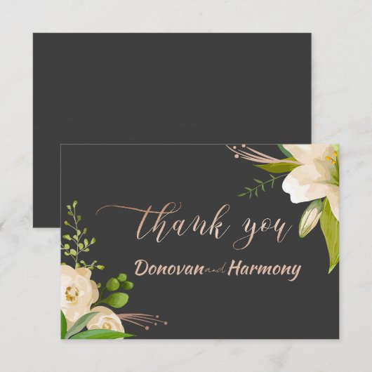 Witte Lelies Bruiloft Bedankkaart (Voorkant / Achterkant)
