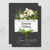 Witte Lelies Bruiloft Kaart (Voorkant / Achterkant)