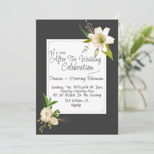 Witte Lelies Bruiloft Kaart (Staand voorkant)