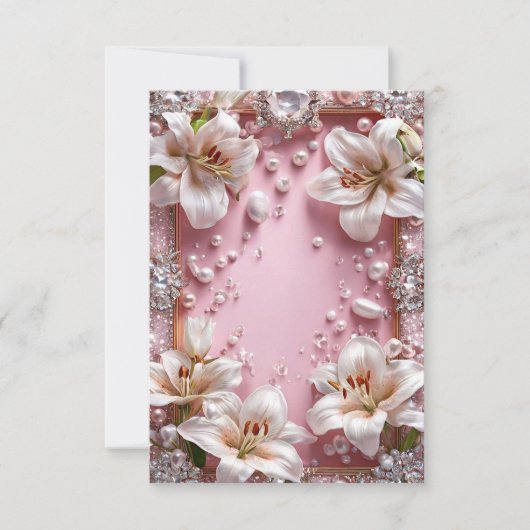Witte lelies bruiloft lijst kaart (Voorkant)