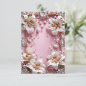 Witte lelies bruiloft lijst kaart (Staand voorkant)