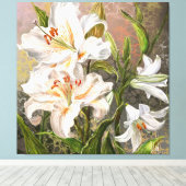 Witte lelies canvasprint canvas afdruk (Insitu (Houten vloer))
