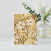 Witte Lelies Chiyogami Briefkaart (Staand voorkant)