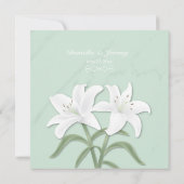 Witte lelies en milde munt repetitie diner uitnodi kaart (Achterkant)