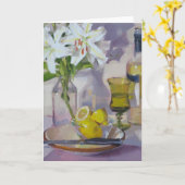 Witte Lelies en Wijn Kaart (Gele Bloem)