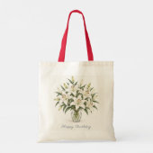 Witte Lelies Gefeliciteerd Tote Bag (Achterkant)