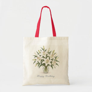 Witte Lelies Gefeliciteerd Tote Bag