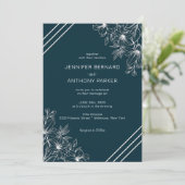 Witte Lelies Hand getrokken bruiloft uitnodiging (Staand voorkant)