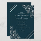 Witte Lelies Hand getrokken bruiloft uitnodiging (Voorkant / Achterkant)