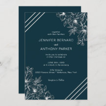 Witte Lelies Hand getrokken bruiloft uitnodiging