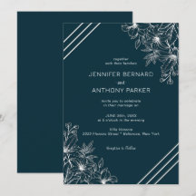 Witte lelies handgetekende trouwkaart