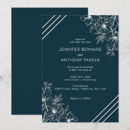 Witte lelies handgetekende trouwkaart kaart