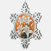 Witte lelies illustratie tin sneeuwvlok ornament (Rechts)