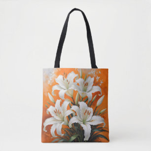 Witte lelies illustratie tote bag