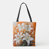 Witte lelies illustratie tote bag (Achterkant)