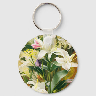 Witte lelies in bloei sleutelhanger