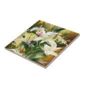 Witte lelies in bloei tegeltje (Zijkant)