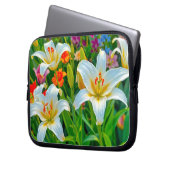 Witte lelies laptophoes laptop sleeve (Voorkant Links)