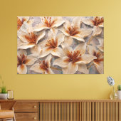 Witte lelies met gouden centra gestructureerde abs canvas afdruk (Insitu (Woonkamer))