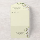 Witte lelies op bleekgeel all in one uitnodiging (Buitenkant)