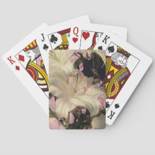 Witte lelies op donkere achtergrond bloemschilderk pokerkaarten