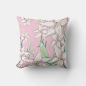 Witte Lelies op Roze Achtergrond Illustratie   Kussen (Voorkant)