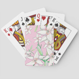 Witte Lelies op Roze Achtergrond Illustratie Pokerkaarten