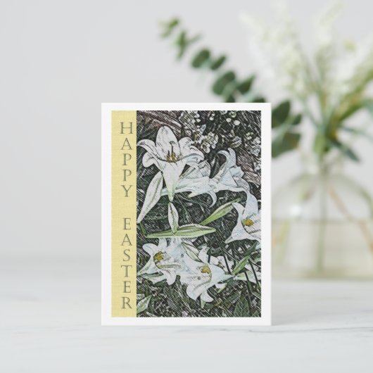 Witte lelies Paas Briefkaart (Staand voorkant)