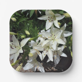 Witte lelies papieren bordje