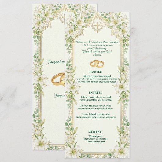 Witte Lelies Trouwreceptie Menu (Voorkant / Achterkant)
