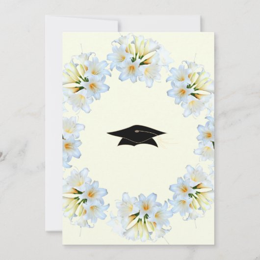 Witte Lelies Zwart Afstuderen Uitnodiging Sjabloon (Achterkant)