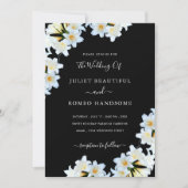 Witte lelies zwarte bruiloft uitnodiging voorbeeld (Voorkant)