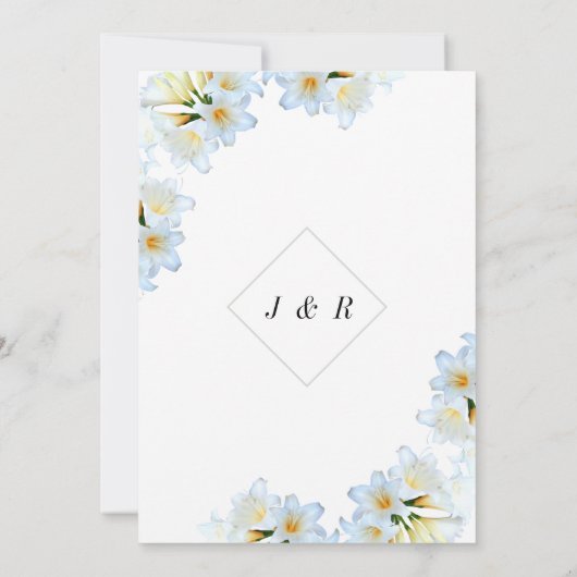 Witte lelies zwarte bruiloft uitnodiging voorbeeld (Achterkant)