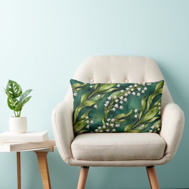 Witte lelietje-van-dalen op turquoise kussen (Stoel)