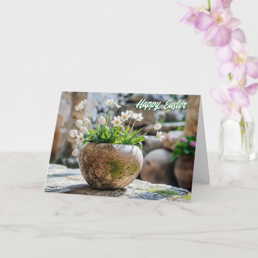 Witte Lente Bloemen Paas Kaart (Orchidee)