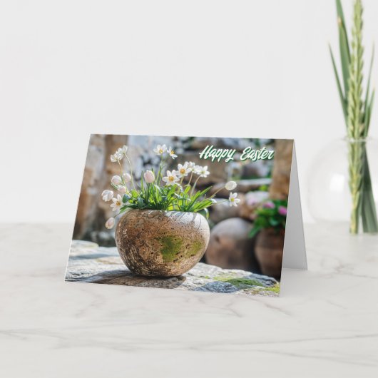 Witte Lente Bloemen Paas Kaart (Voorkant)
