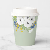 Witte Lente Bloemenboeket Bruidsdouche Papieren Bekers (Achterkant)