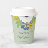 Witte Lente Bloemenboeket Bruidsdouche Papieren Bekers (Voorkant)