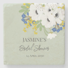 Witte Lente Bloemenboeket Bruidsdouche  Stenen Onderzetter