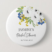 Witte Lente Bloemenboeket Bruidsmeisjesfeest Ronde Button 7,6 Cm (Voorkant)