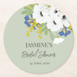 Witte Lente Bloemenboeket Bruiloft Feest Ronde Kartonnen Onderzetter