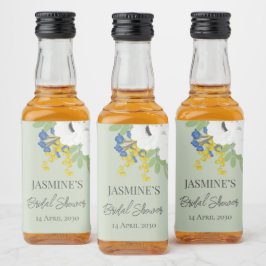 Witte lente bloemenboeket Vrijgezellenfeest Likeurfles Etiket